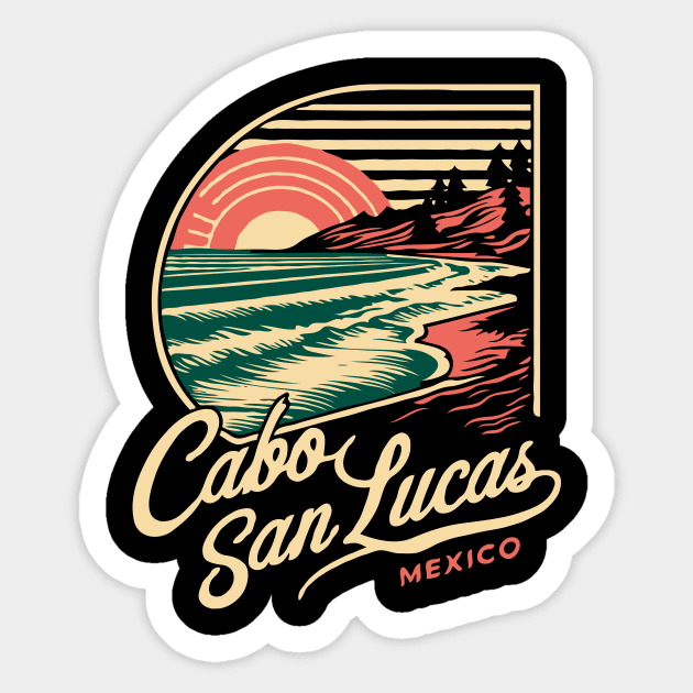 Cabo San Lucas Beach, Mexico. Retro Sticker by Chrislkf